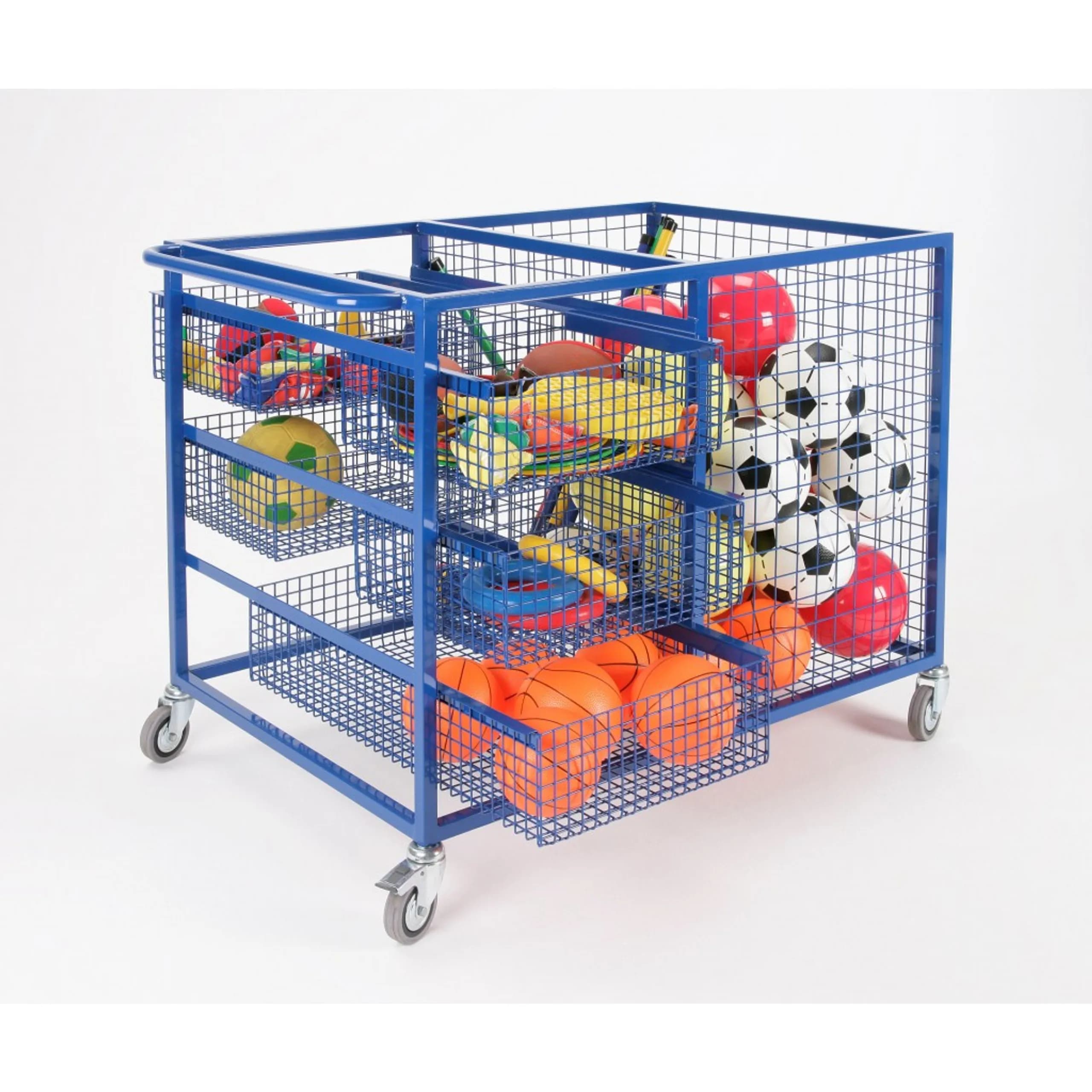 ETR740 &#8211; JUMBO STORAGE TROLLEY WITH 1 FULL WIDTH BASKET &#038; 4 1-2 WIDTH BASKETS