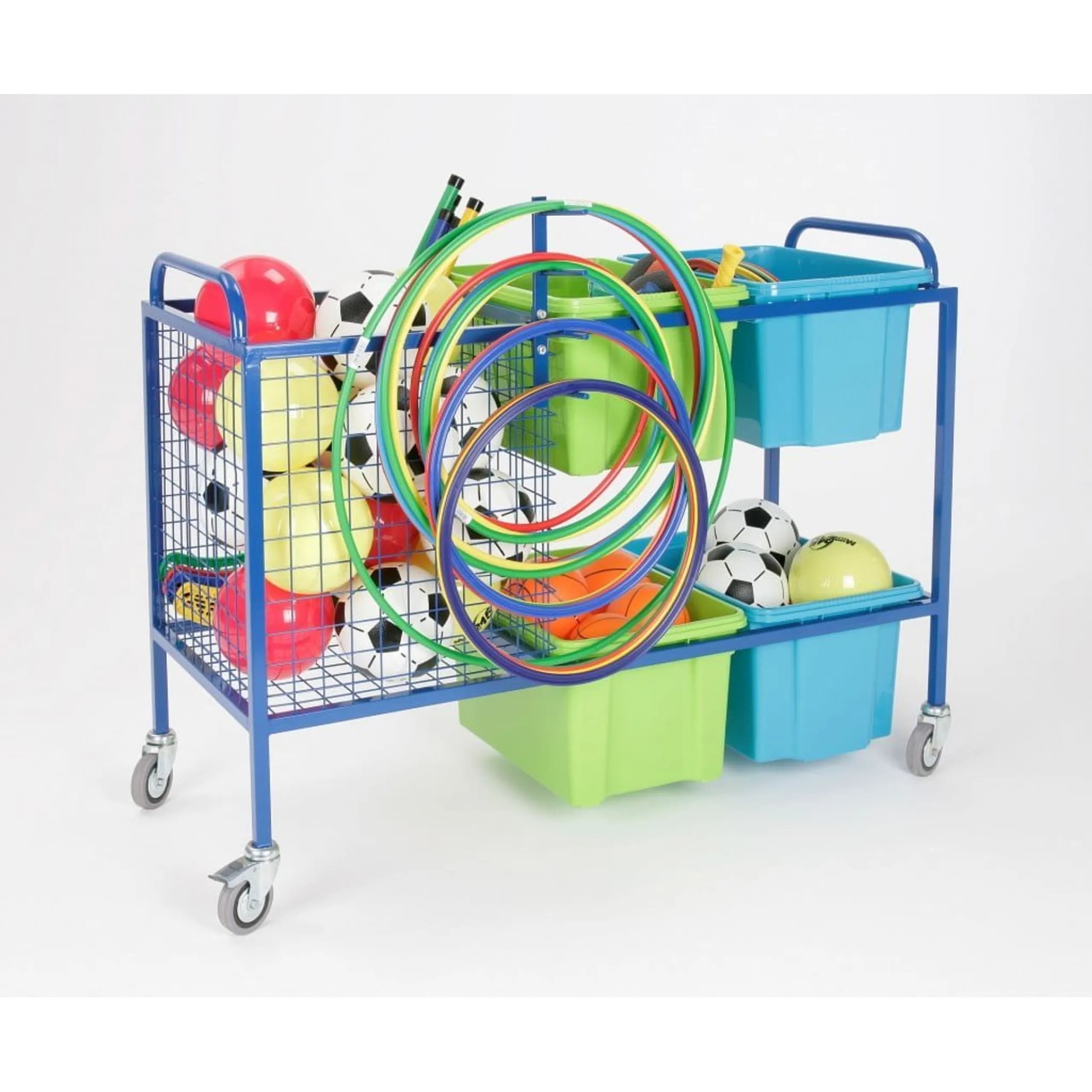 ETR720 LARGE EQUIPMENT TROLLEY WITH 4 STORAGE CONTAINERS